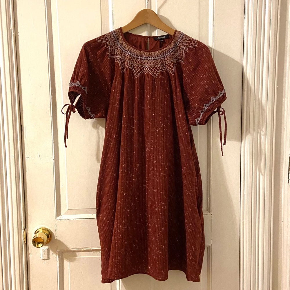 Madewell Embroidered Babydoll Mini Dress